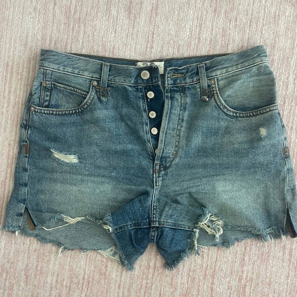 Free People Distressed Denim Shorts, Size 30